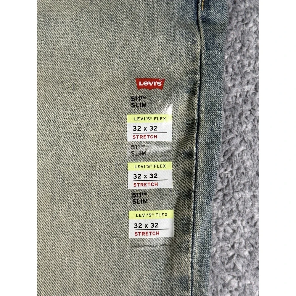 NEW Levis Flex 511 Slim Fit Jeans Stretch Light Wash Denim Men's Size 32x32 NWT